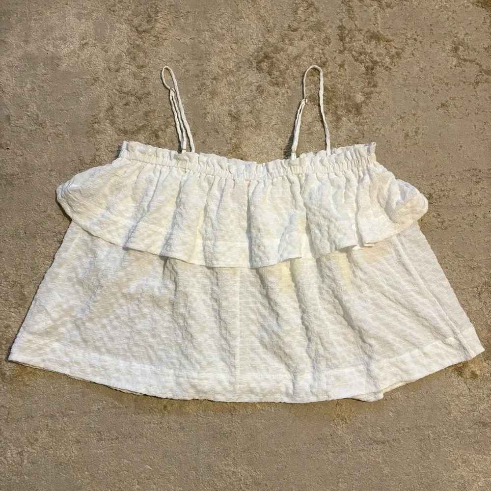 Lilly Pulitzer Mays White Textured Tiered Sleeveless Tank Top Size Large - Picture 9 of 10